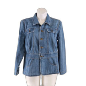 CJ Banks Jean Jacket Women 1X Blue Pockets 100% Cotton
